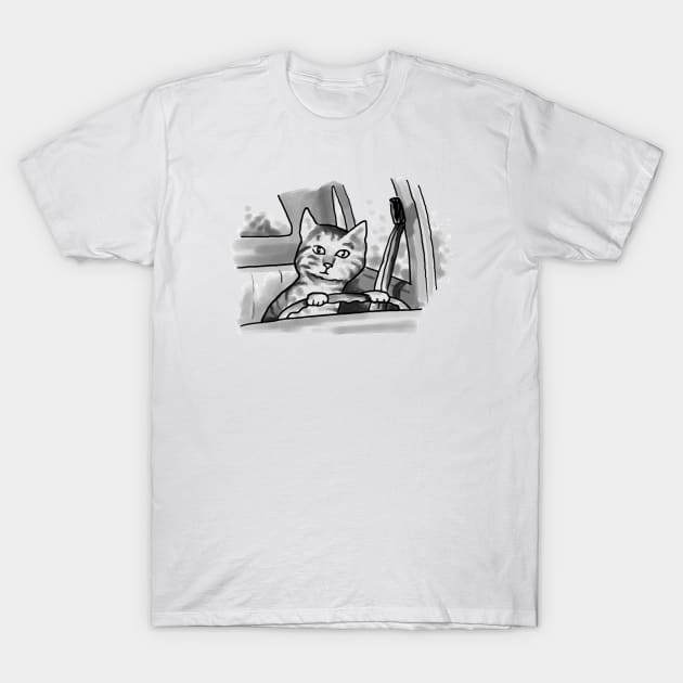 Cat Driving T-Shirt by bobeckstein